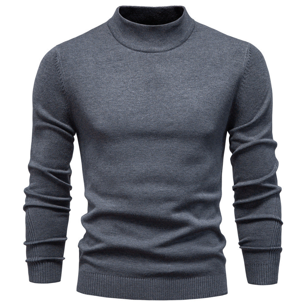 Men's turtleneck sweater, knitted, solid color