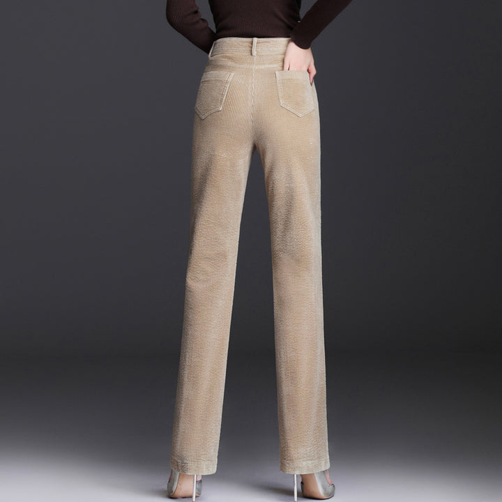 Kord-casual-pants, straight-cut, for women