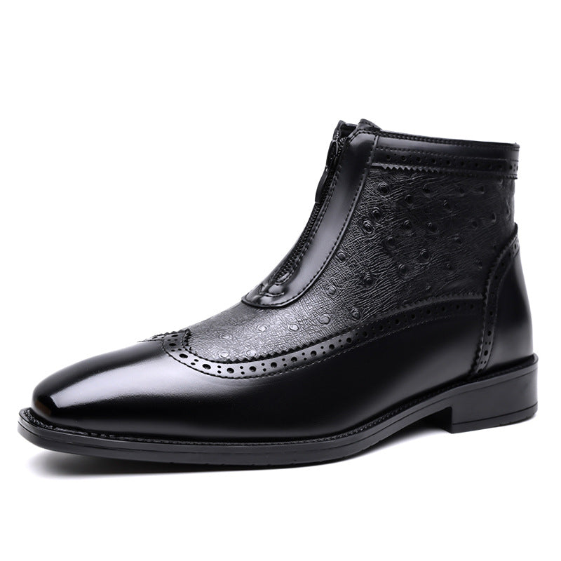 Men's Chelsea Boots with Embossing, Zipper