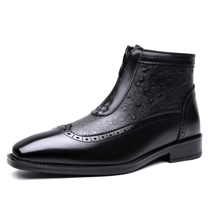 Men's Chelsea Boots with Embossing, Zipper