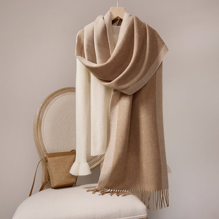 Wool scarf with fringes, 35x190cm