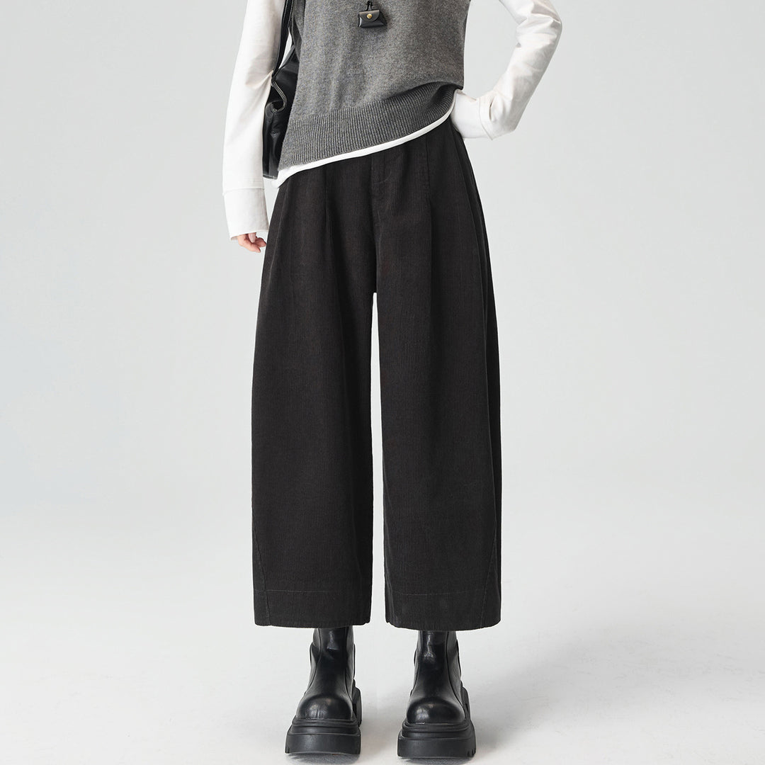 Cord pants, straight cut, 7/8 length