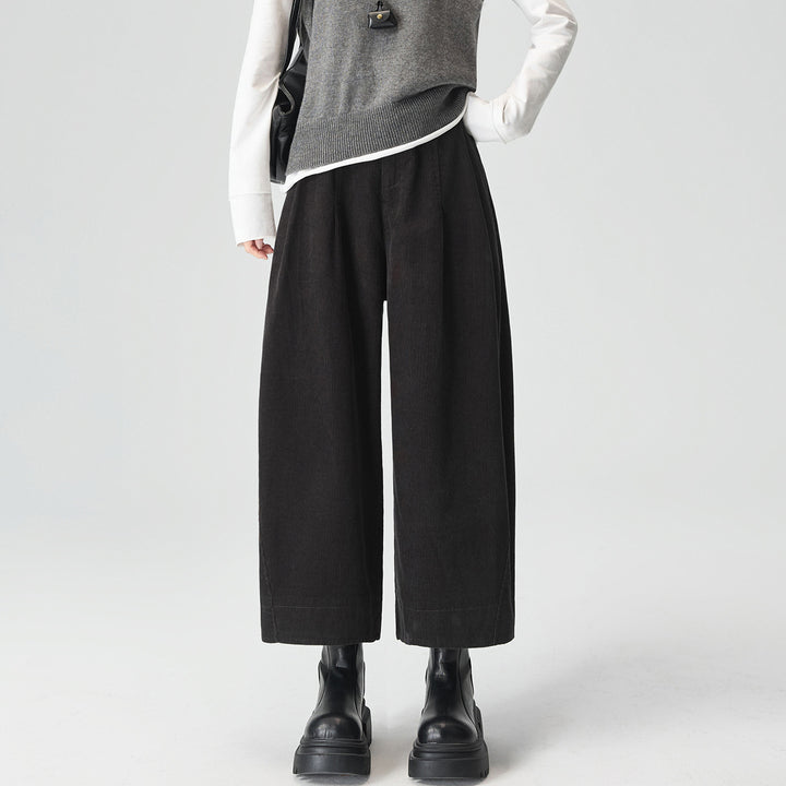 Cord pants, straight cut, 7/8 length