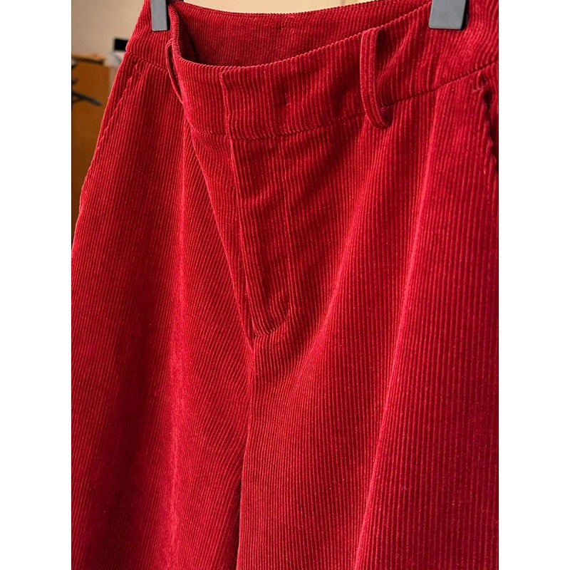 Women's corduroy pants, wide cut, straight fit