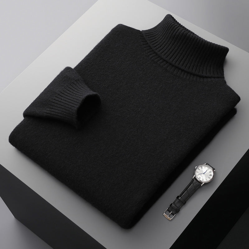 Men's wool sweater with turtleneck, 100% wool