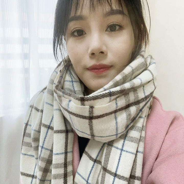 Thick checkered winter scarf, 200x50cm