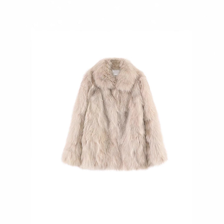 Ladies' medium-length faux fur coat