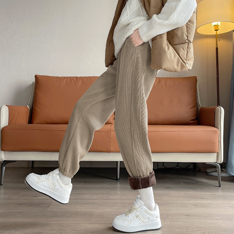 Ladies corduroy trousers, padded, casual fit