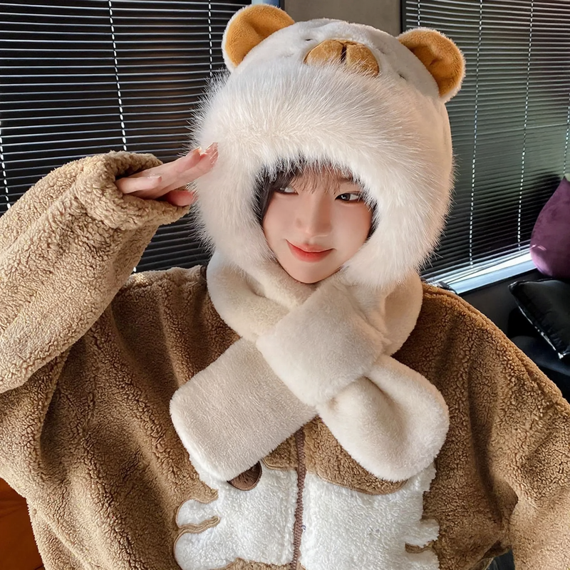 Plush set: Hooded hat and scarf