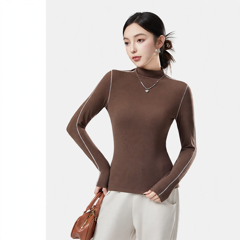 Ladies' thermal undershirt, half-high collar, antibacterial