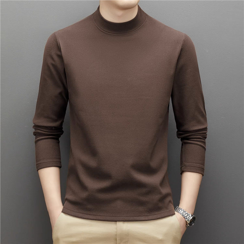 Men's knitted sweater with stand-up collar, warming and elastic