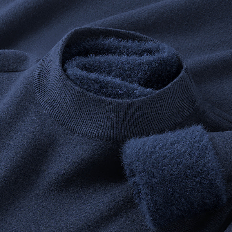 Men's pullover with standing collar made of modal wool blend