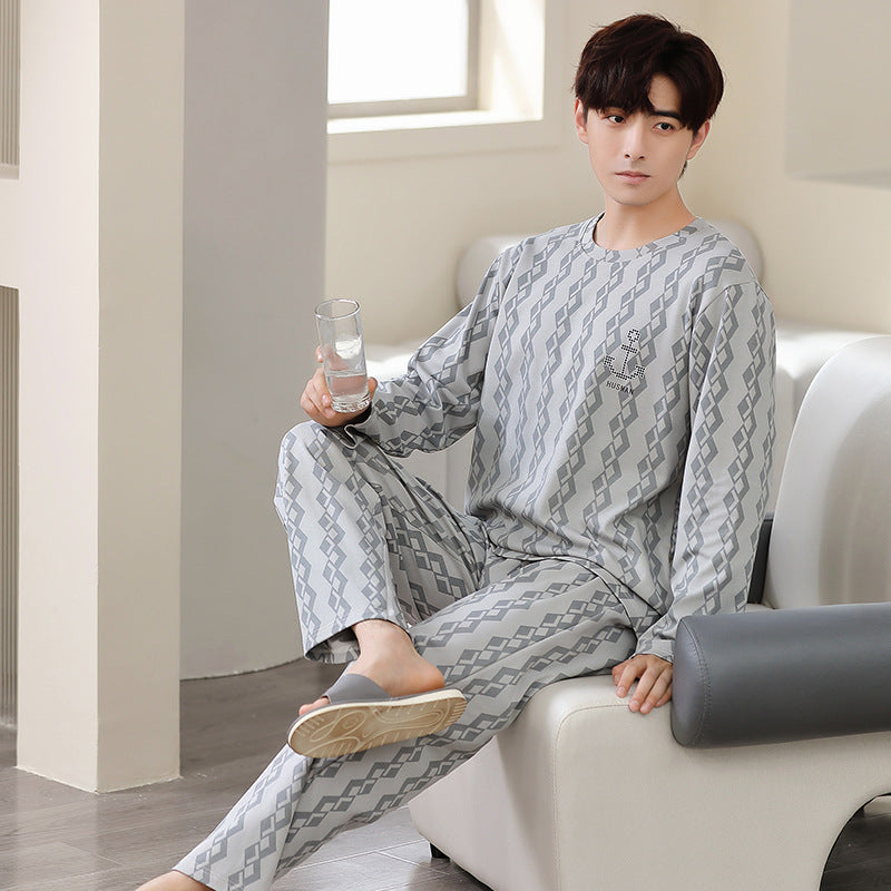 Men's house suit made of 100% cotton, long-sleeved