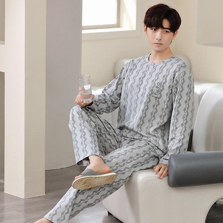 Men's house suit made of 100% cotton, long-sleeved