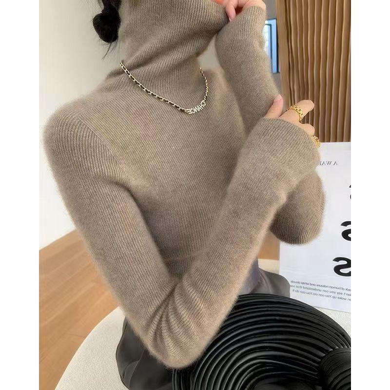 Women's knitted sweater, roll neck, body-hugging
