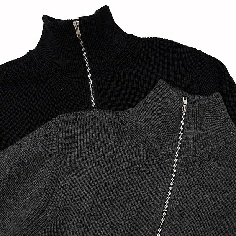 Unisex Knit Sweater, Half-Zip, Wool Blend