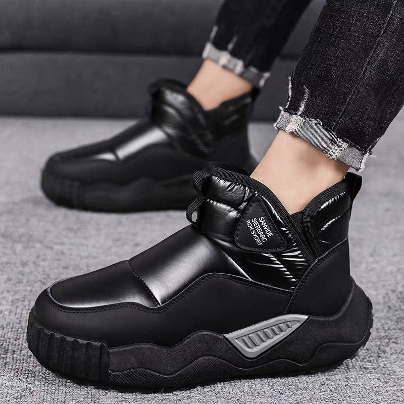 Padded men's winter boots, water-repellent, slip-resistant