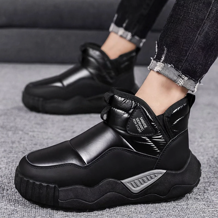 Padded men's winter boots, water-repellent, slip-resistant