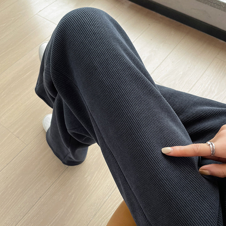 Women's corduroy trousers, wide cut, with lamb fleece lining