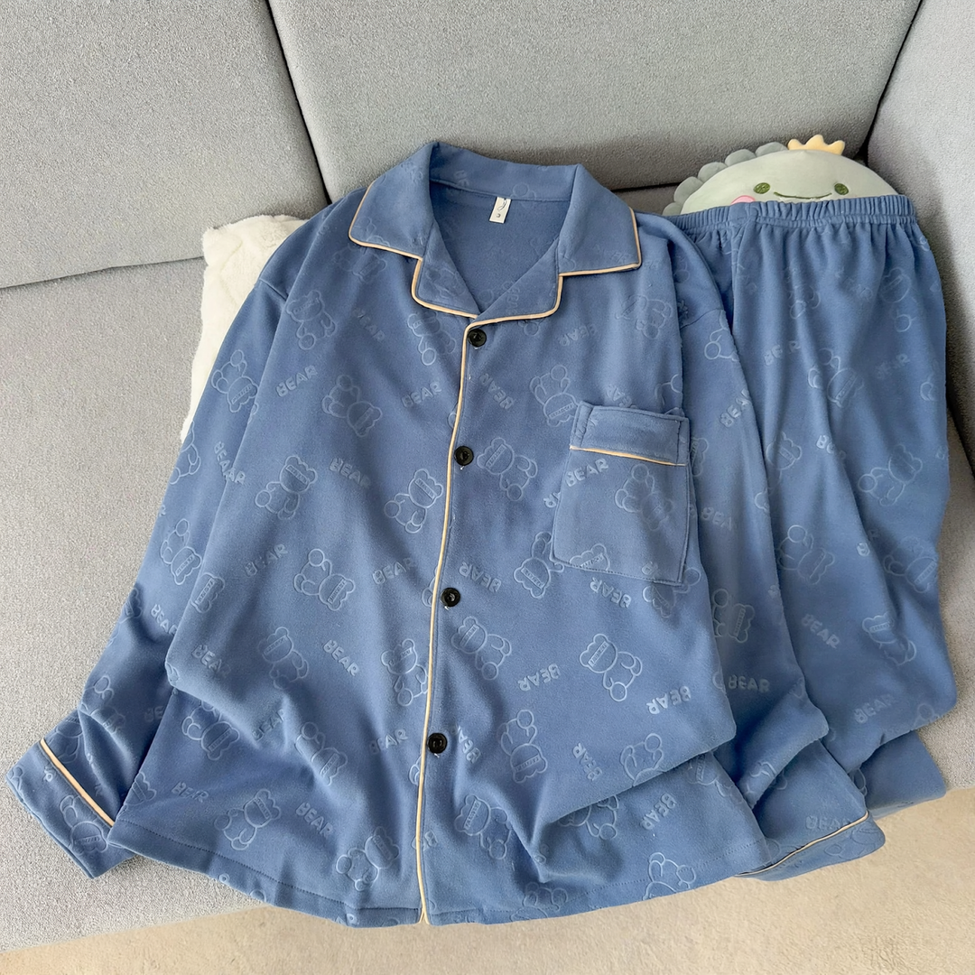 Men's Pajama Set, warm thermal material, loose fit