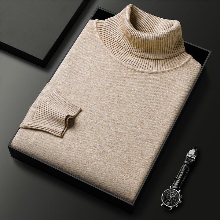 Men's turtleneck sweater, knitted, warm, solid color