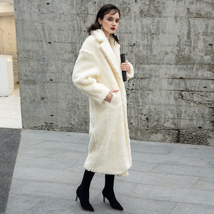 Long Teddy Coat, white, women