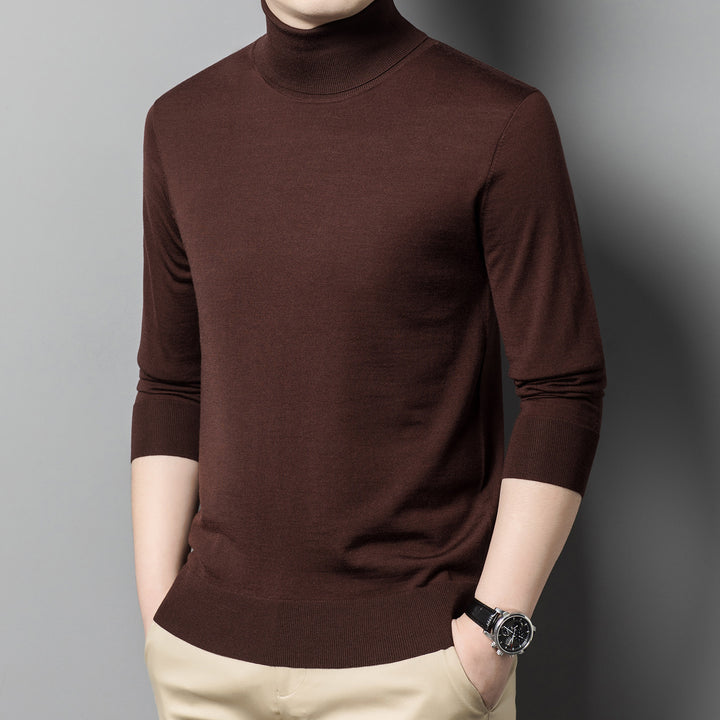 Men's wool pullover, 100% wool, roll neck, machine washable
