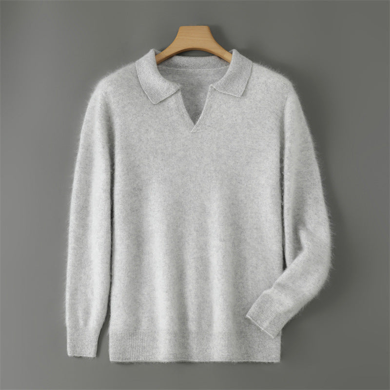 Men's wool sweater with collar, business casual