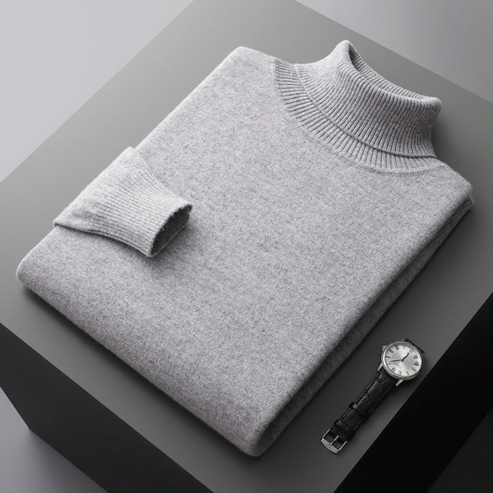 Men's wool pullover, turtleneck, 100% wool