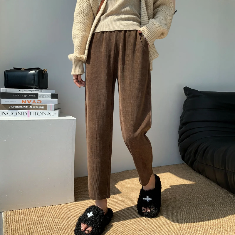 Women's cord pants, harem cut, various lengths