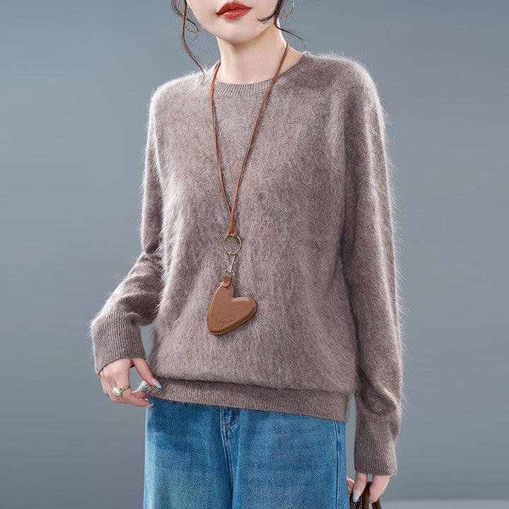 Women's Cashmere Wool Sweater, Brushed, Round or V-Neck
