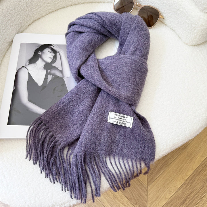 Wool scarf made of 100% wool with fringes, 180x30cm