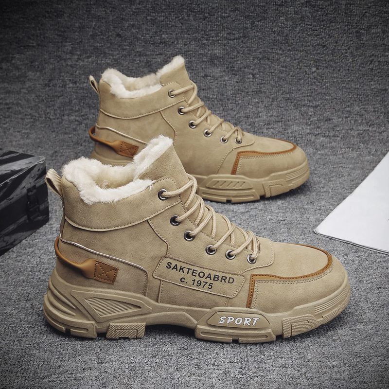 Insulated men's winter boots, high-top, PU upper material