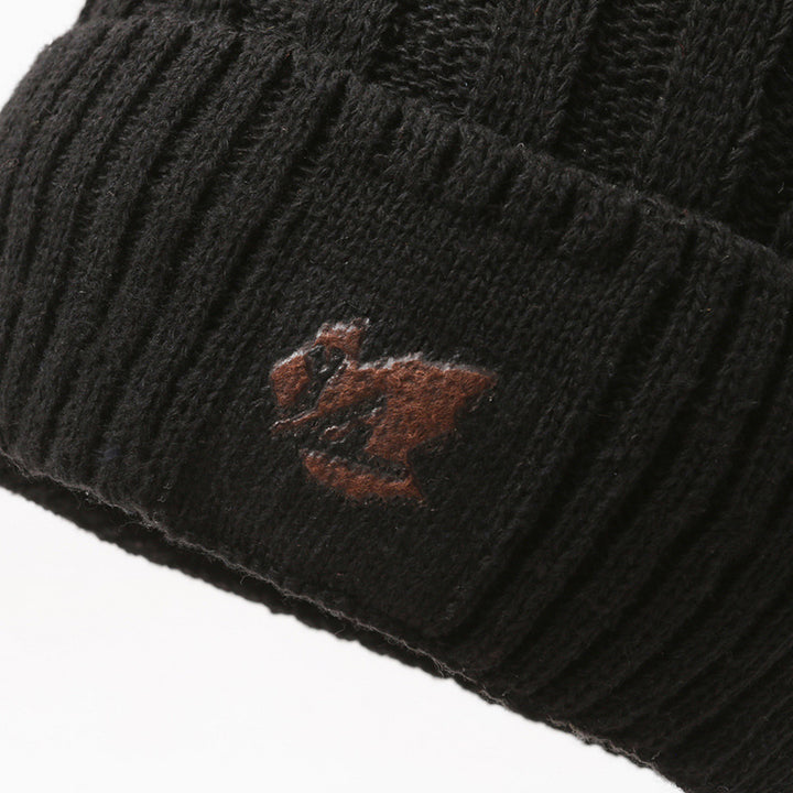 Knitted cap and neck protection set, lined, for men