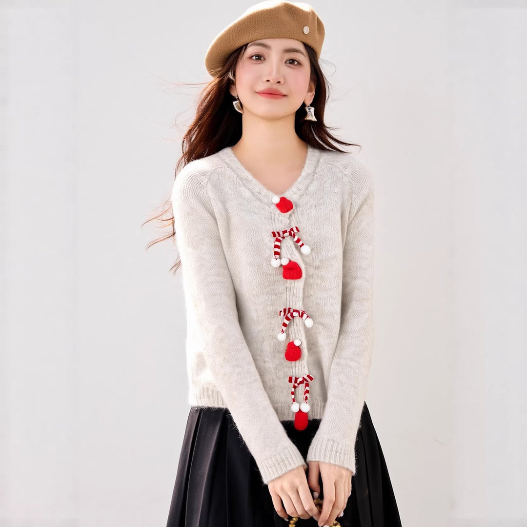 Fluffy knit sweater with 3D effect
