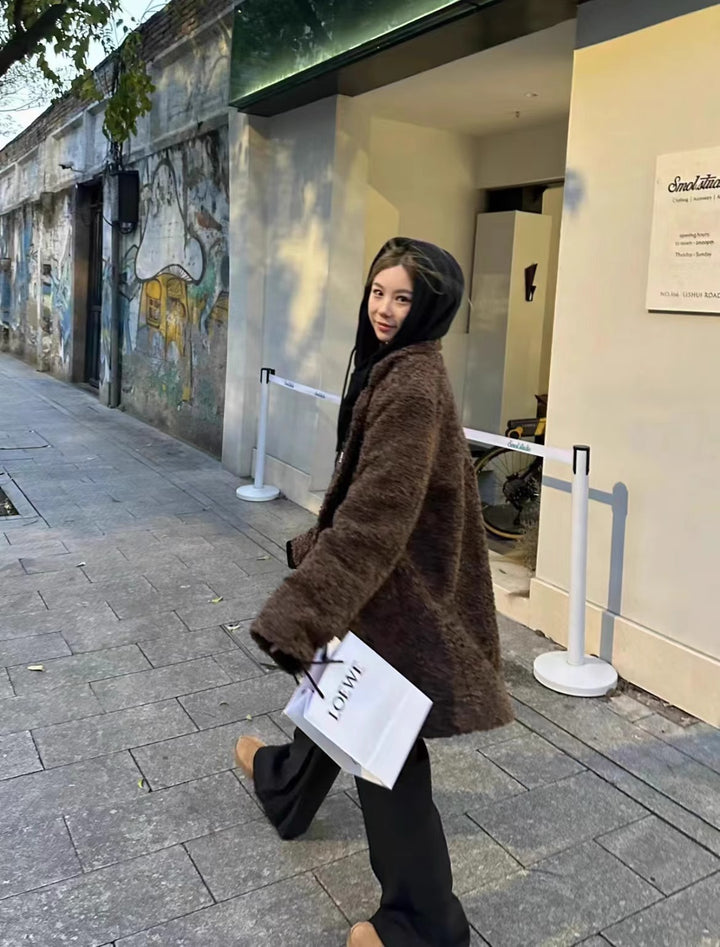 Teddy Coat, mid-length, padded, women's
