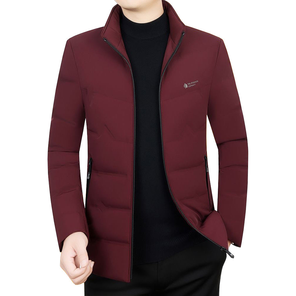Men's down jacket with stand-up collar, white duck down
