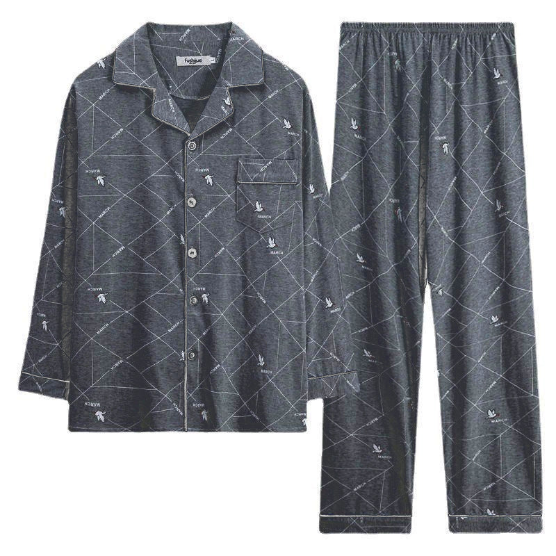 Men's pajamas made of 100% cotton, long-sleeved