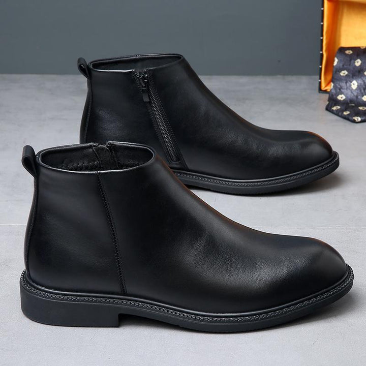 Men's leather boots, breathable, lined