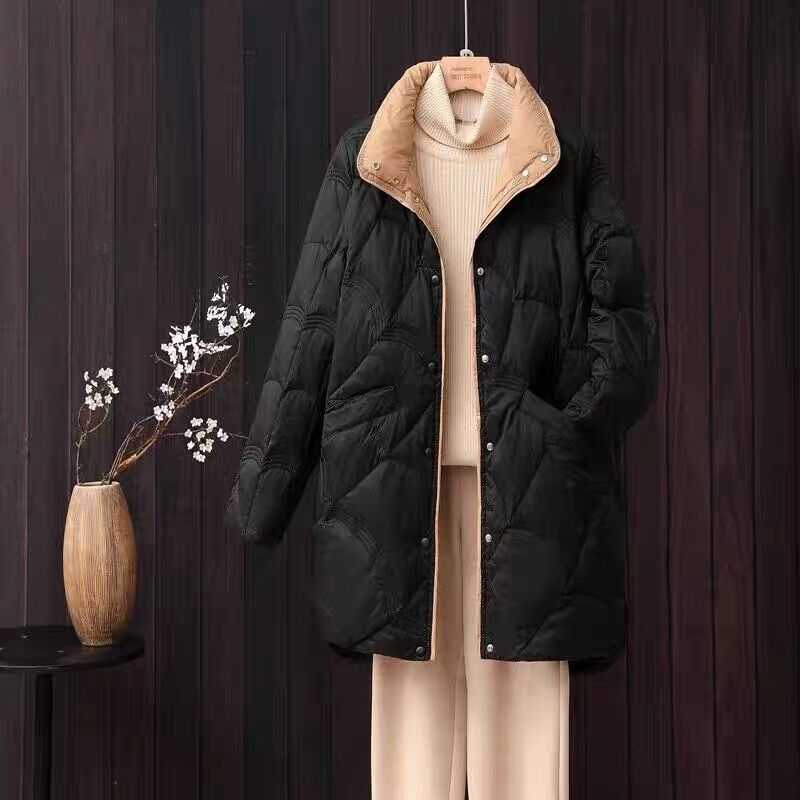 Light down jacket with stand-up collar for women, plus size