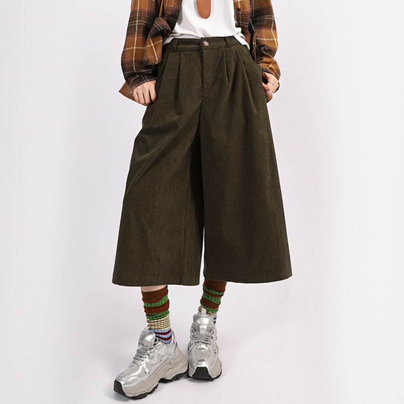 Cord pants, straight cut, 7/8 length