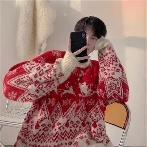 Loose knit sweater for couples