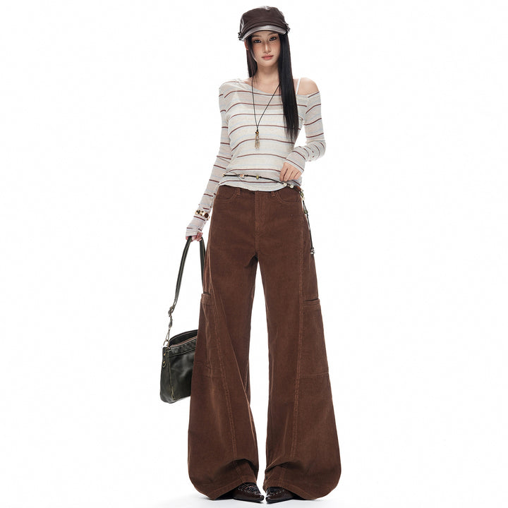 Retro Cord Pants with Wide Leg
