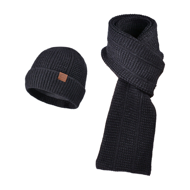 Knitted hat and scarf set for men, warming