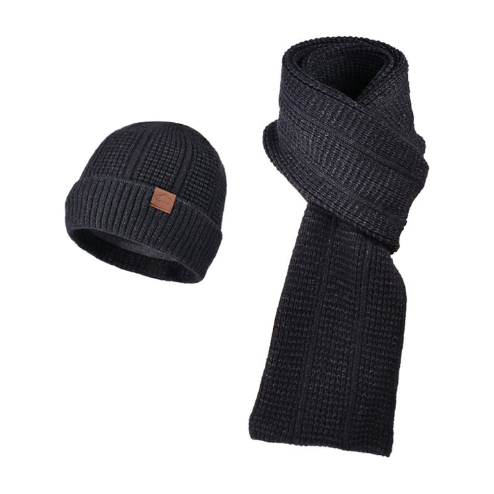 Knitted hat and scarf set for men, warming