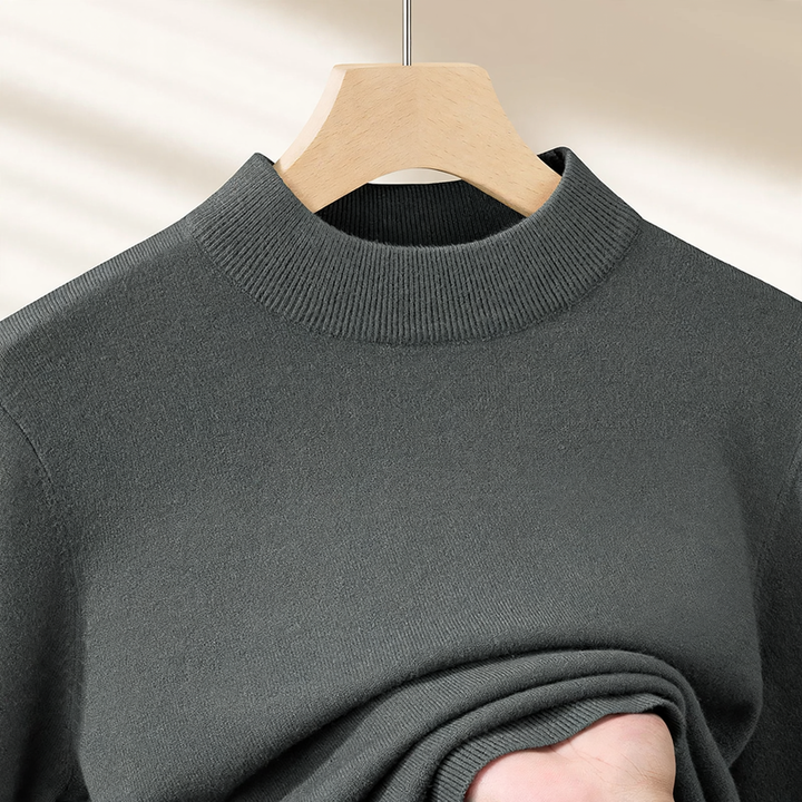 Men's Wool Modal Pullover with Stand-up Collar