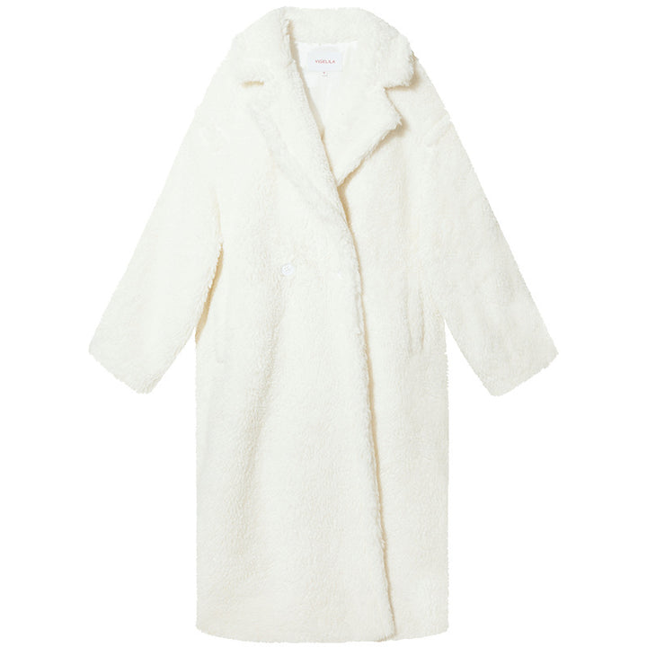 Long Teddy Coat, white, women