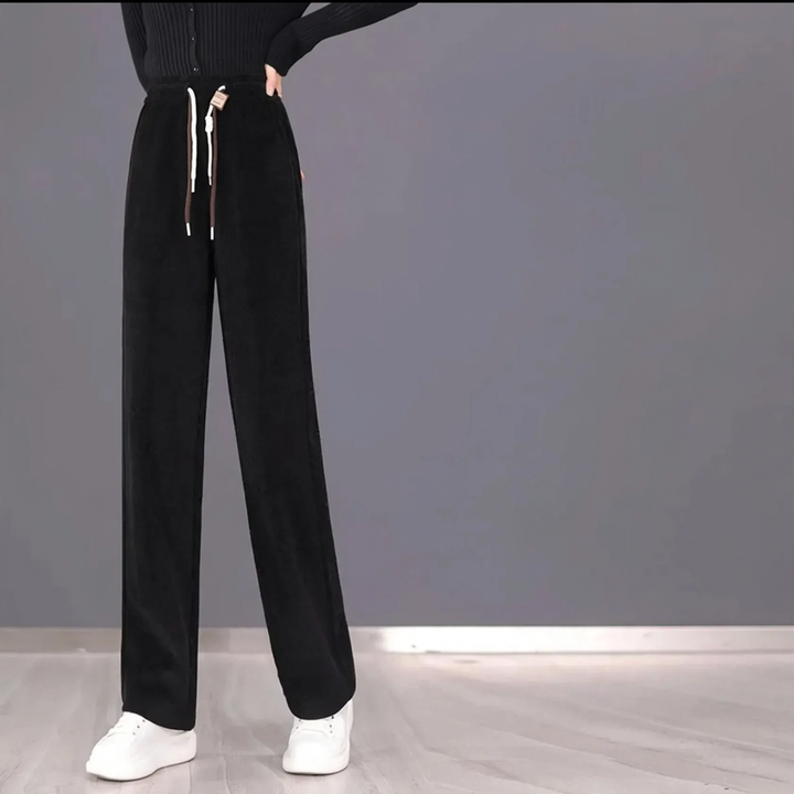 Padded corduroy jogging pants with high waistband