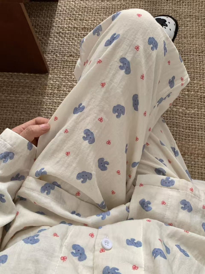 Women's pajamas made of double-layer cotton muslin