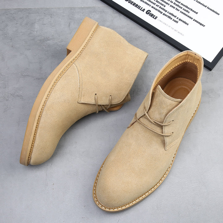 Men's desert boots, suede look, high fit